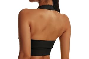 Vertvie Neckholder Sport BH Rückenfrei Fitness Bustier Damen Gepolstert Push Up BH Ohne Bügel Sport BH Top Yoga Bra Mittlerer Halt Workout