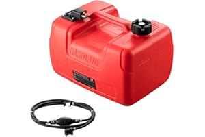 VEVOR Boat Fuel Tank, 3.17-Gallon/12-L Marine Outboard Transfer Tank, Transfer Tank with 9.8ft Hose, Gauge for Outboard Engine, Yacht, Fishing Boat, Deck, Red