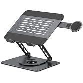 McStorey Laptop Stand Karbon &Ccedil;elik 360&deg; D&ouml;ner Ergonomik Y&uuml;kseklik Ayarlı Soğutucu MagSafe Uyumlu Telefon Tutuculu Gizlenebili