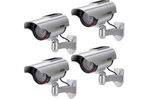 AlfaView Fake Dummy Imitation CCTV Security Camera, Fake Solar Powered Surveillance Camera with Flashing LED Light Bullet Shape, Dummy CCTV Camera Outdoor Indoor Use for Homes & Business
