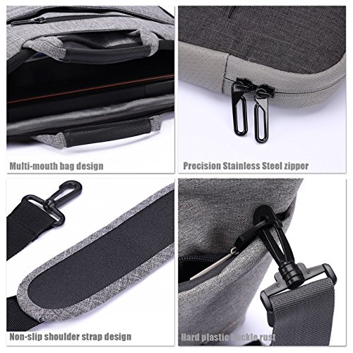 J-Bonest 15,6 Zoll Tragbar Laptop Tasche mit Schultergurt, Tragender Schulter-Beutel Hülle Tasche Aktentasche für Laptops / MacBook / Notebook (Grey) - 3