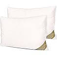 LuxBedCo Luxury Bamboo Pillow Pack of 2 - Luxury Soft Bed Pillow with 100% Bamboo Fibre Filling & Cotton Casing - Head & Neck Support - Cooling in the Summer, Warming in the Winter