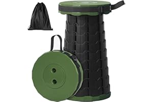 GeeRic Taburete Telescópico Portátil,Taburete Plegable Camping con Gran Capacidad de Carga,Ajustable Taburete Telescópico para Cámping Pesca Jardín