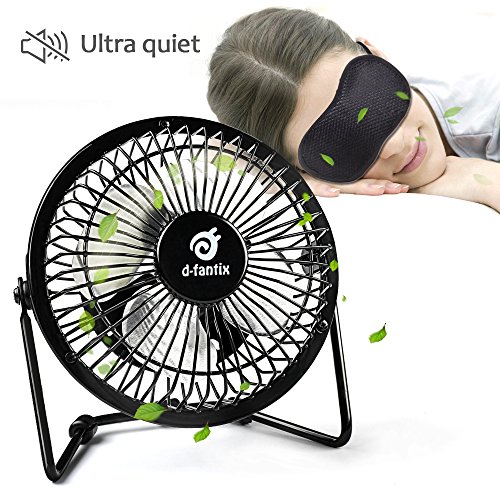 D-FantiX Mini Schreibtisch Ventilatoren, Retro Antique Metal Tisch Lüfter USB Powered Kleine Personal Fan für Haus, Büro, Schwarz (4 ZOLL) - 3