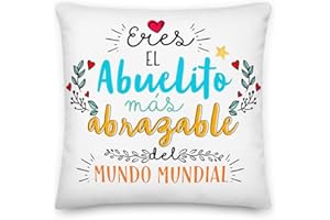 Kembilove Cojín para Abuelo – Cojines Originales y Decorativos para Abuelos – Cojín con Mensajes Eres el Abuelito mas Agradable del Mundo Mundial – Regalos Originales