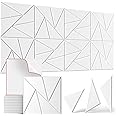 KASTWAVE 12 Pack Acoustic Panels Self-Adhesive, White Sound Proof Panels, DIY Soundproof Wall Panels High Density, Sound Panels for Wall Decoration and Acoustic Treatment-Suitable for Bedroom, Offices