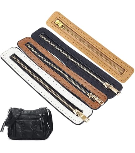 Lot De 4 Fermetures éclairs En Cuir PU - 10,6 X 2,4 Pouces - Avec Trous Pour Couture Facile - Idéal Sacs, Jeans Et DIY - 5
