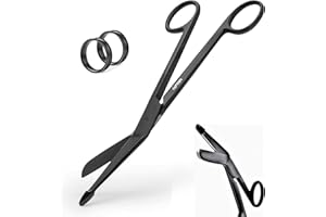 AFTREN Nursing Scissors Bandage Scissors Perfect Nurses Scissors First Aid Vet Students Sharp Blades & Round tip Wound Care in Stainless Steel (Black, 7.5 Inch)