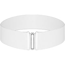 Ceinture Blanche Élégante Pour Femmes - Double Boucle, Polyester/PU, Taille 80-95 Cm