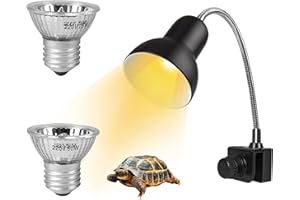 KEEHOM Lampe chauffante pour reptiles Tortues - Lampe chauffante pour terrarium - Lampe chauffante pour reptiles avec ampoules 50 W + 25 W - UVA+UVB - Rotation à 360° - Pour reptiles - Aquarium tortue