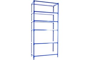 Simon Rack Estanterias Metalicas, 2500x800x500 mm, 6 Baldas de Metal, 180 kg de Punto Flexión, Estanterias Almacenaje, Azul/Blanco - Simonclick