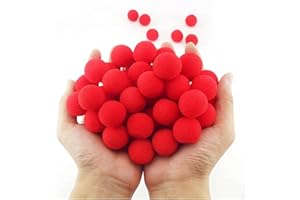VIHEEVA Set di 50 palline di spugna super morbide da 2,5 cm, rosse, in schiuma, per trucchi magici colorati che appaiono su palcoscenico e street espediente e illusione (rosso, 2,5 cm)