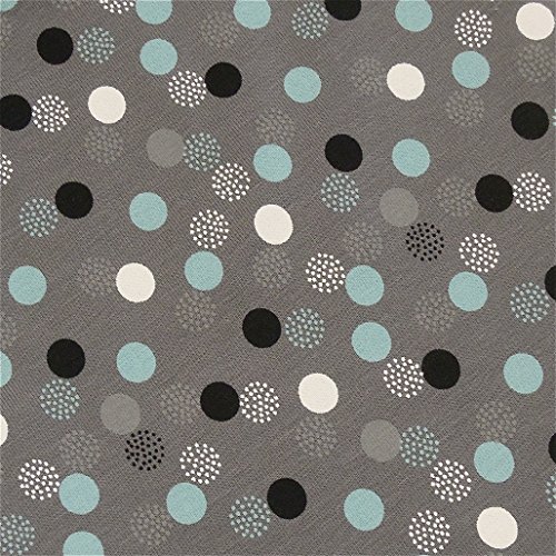 3×0,5m Jersey grau-türkis gemustert Breite 1,4m Muster-Mix 95% Baumwolle 5% Elastan (insgesamt 1,5m x 1,4m) - 3