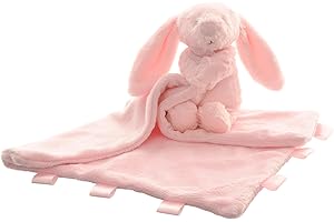 Ziggle Baby Comforter for Newborns | Soft Pink Bunny Blanket Baby Toy | Newborn Essentials and Teddy Blanket Gift | New Baby Boy or Girl Gift Idea | Eco Friendly | 30x30cm