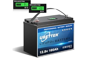 UBETTER 12V 100Ah Mini Batteria LiFePO4 con Display, BMS 100A e 4000+ cicli profondi, supporto in Serie/Parallelo, Batteria al litio 12V 100Ah Mini per l'accumulo di Energia a Casa