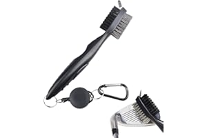 BANJIABB Golf Bürste,Golfschläger Bürste,Golf Schlägerbürste Doppelseitig Mit Drahtbürste,Golf Club Groove Cleaner,Nylon Und Edelstahl Bürste Mit Spik Für Die Reinigung Club Face & Groove Mit Schlaufe Clip