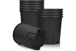 Muzhira Blumentopf, 17.8cm 5er Atmungsaktiver Pflanzentopf aus Kunststoff für Innen- und Außenbereich, Bonsai-Pflanzen, Aloe, Kräuter, Orchideen und mehr - Schwarz