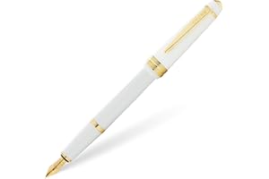 Cross Bailey Light pióro wieczne (grubość stalówki F, w zestawie opakowanie prezentowe) biały lakier ze złotymi okuciami, 1 sztuka (1 opakowanie)