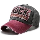 Valkyrie Rock Vintage Trucker Hat Adjustable Vintage Black Red with Unisex Metal Buckle