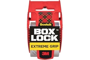 Scotch Box Lock Packaging Tape, 1 Roll with Dispenser, 48 mm x 20.3 m - Strong Clear Packing Tape, Ideal for Shipping Christmas Gifts and Presents