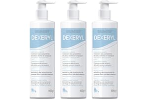 DEXERYL Crema idratante, lozione per il corpo per il trattamento della pelle secca e neurodermite, crema per la pelle Repair & Care, 500 ml, latte idratante per il corpo, 3 pezzi