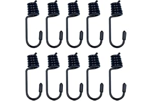 ONEBO 10 Piezas Acero al Carbono Ganchos en Espiral,Ganchos Cuerdas Elásticas,Gancho Fijaciones,para Cuerdas EláSticas Cuerda De Choque(8mm,Negro)