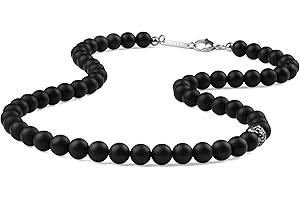 GAVU Collier Perle Homme, Collier Fleur de Lis, Collier Acier Inoxydable Homme