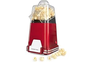 GOURMETMAXX Gourmet Maxx maszynka do popcornu, 1100 W, w stylu retro (przygotowywanie ciepłego powietrza – bez oleju, bardzo szybkie w ciągu zaledwie 2 – 4 minut, do wyboru słodki lub słony popcorn)