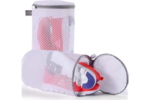 Kimmama Shoes Wash Bags,Sneaker Mesh Washing Bag,Shoe Cleaning Laundry Bag,125 Honeycomb Fabric,Gray Zipper,Large Size,7 x 15 inch,Pack of 2 for Gym Shoes,Sneaker,Yeezt Boost,Slipper