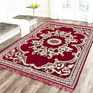 TRIBECCA Abstract Traditional Carpet (Red, Maroon, Chenille, Standard )