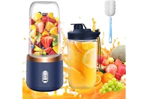 Batidora de Vaso Portatil, TGKYK 400ML Mini Licuadora Portatil con Vasos, Cepillos y 6 Cuchillas, Cargador USB Batidora Portatil Batidos para la Preparación de Batidos, Zumos, Smoothies