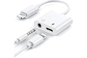 Bxlive Headphone Jack Adapter and Charging, 2 in 1 Lightening to 3.5 mm Aux Audio Headphone Connector Jack Dongle Adapter Compatible with iPhone 14/13/12/11/Xs/XR/X/8/7 /iPad/iPod for All iOS Systems