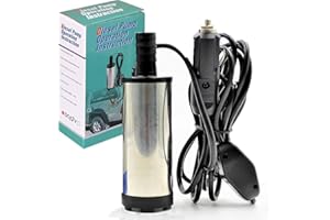 OUBESTY Diesel Fuel Transfer Pump - Electric, Stainless Steel, Submersible, 12V, 3M Cable with Cigarette Plug for Car, Motorbike, Speed Boat