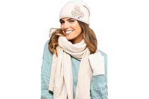 Kamea Damen Winterset Valencia, 2 tlg, Mütze mit passendem XXL Schal, Geschenk für Frauen
