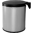 Brabantia Built-in 15L Inside Cupboard Bin (Brilliant Steel) Removable Bucket, Easy to Mount, Auto closing, Under Sink Rubbish/Food Waste Storage (Requires min space: H47.5 x W36.9 x D30.2 cm)
