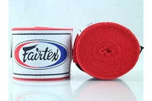 Fairtex Bandages élastiques en coton HW2 - Couleur : noir, bleu, rouge, blanc, rose, violet, thaïlande, utilisés en Muay Thai, boxe, kickboxing, MMA (rouge)
