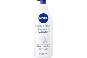 NIVEA Express Hydration Body Lotion (400ml), Fast Absorbing 72H Hydration Moisturiser for Dry Skin Made with Deep Moisture Serum and Sea Minerals, Smooth Skin Body Lotion
