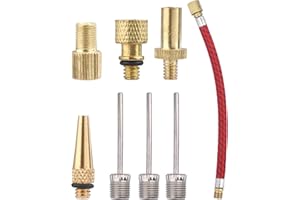 ALICER Set di 6 adattatori per valvola della bicicletta, adattatore per valvola francese, ago, adattatore per valvola per bicicletta per pompa ad aria e compressore (metallo)
