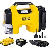 STANLEY SXVI02001A 12Volt/18Volt 2Ah Li-ion Şarjlı 160 PSI Dijital Basın&ccedil; G&ouml;stergeli Lastik & Yatak Şişirme Pompası + Ara&ccedil; S&uuml;