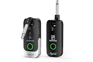 2.4G Guitar Wireless Transmitter Receiver, POGOLAB Wireless Guitar Systems with 147Ft Transmission Range, 8 Hrs Runtime, ＜8ms Latency, Rechargeable Bass Guitar Accessories Cordless Guitar Lead