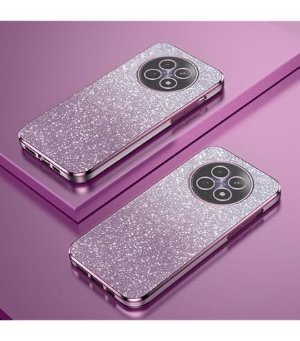 Glitter Cover Per Oppo Realme 12+ Plus 5G – Custodia In TPU Trasparente Con Cornice Placcata E Adesivi Glitter Staccabili (blu) - 5