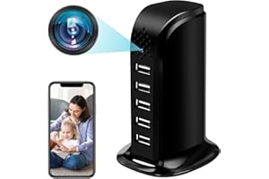 ZGSZ WiFi Cámara Oculta 5 Puertos USB Cargador WiFi Cámara Espía HD 1080P, 2.4/5GHz Mini WiFi Espía Cámara Oculta con Detección de Movimiento y Grabación en Bucle