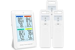ORIA Indoor Outdoor Thermometer Wireless with 3 Remote Sensors, Digital Humidity Temperature Gauge Meter Monitor with Backlit, Comfort Icon, Min/Max Value,℉/℃, for Home, Greenhouse