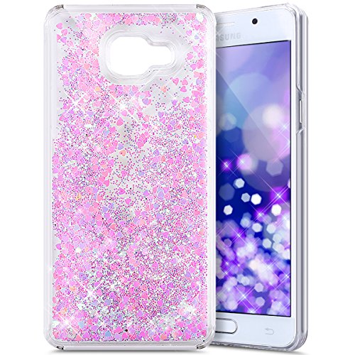 Galaxy A5 2016 Hülle,Galaxy A5 2016 Flüssig Hülle,Ukayfe Liebe Herz Flüssigkeit Muster Schutzhülle für Samsung Galaxy A5 2016 Hülle Transparent Hardcase,Dynamisch Treibsand Sterne Liebe Flüssige Fließend Wasser Glitter Glitzer Glanz Sparkle Klar Hart Plastik Tasche Kristall Handytasche Rückseite Hülle Schale Etui für Samsung Galaxy A5 2016 SM-A510F (5,2 Zoll)(Liebe Rosa)