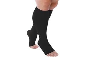 FITTOO Calcetines de Compresión Mujeres y Hombres, 20-30 mmHg Medias de Compresión Médicos, Punta Abierta, para Vuelo, Deportes, Venas Varicosas, Edema, 1 Par