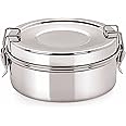neelam Stainless Steel Round Double Decker Lunch Box-450 ml, Hot & Cold Leak-Proof, Compact & Durable, Perfect for Office, School, Picnic | Easy to Clean & Dishwasher Safe.