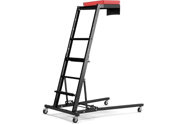 COSTWAY verkstadspall med stege 114,5–168 cm justerbar höjd, 4-stegs stege med verktygsplattform och hjul, verkstad monteringsrullbräda, monteringsrullstege, topside creepers för lastbilar och SUV
