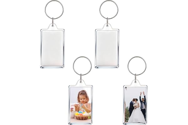 Lnngub Akryl foto nyckelring, transparent bildram nyckelring | Dubbelsidig blank nyckelring för gåvor, souvenirer, hantverk (lämplig för foton upp till 32 x 45 mm)