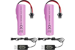 BLLRC 2PCS 3.7V 2000mAh La batería de Litio del Enchufe SM - 2P está Equipada con un Cable de Carga USB.para vehículos de Juguete de Control Remoto DE68 DE44 DE45W DE45 DE58 DE49 DE57 DE70 RC