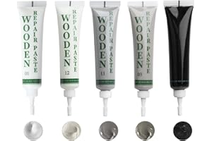 JCSJK 5pcs Kit Reparation Parquet, Kit de Réparation pour Meubles en Bois Blanc, Gris, Blanc clair Garniture de Réparation Meubles en Bois pour Rayures, Fissures, Trous, Taches (Gray)